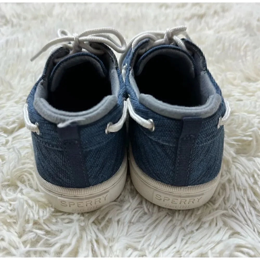 Excellent Used Condition Blue & White Sperry Loafers Size 3